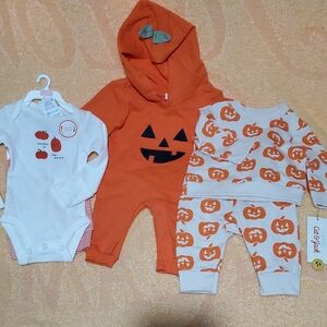 Newborn Baby Pumpkin Fall 3 Outfit Set